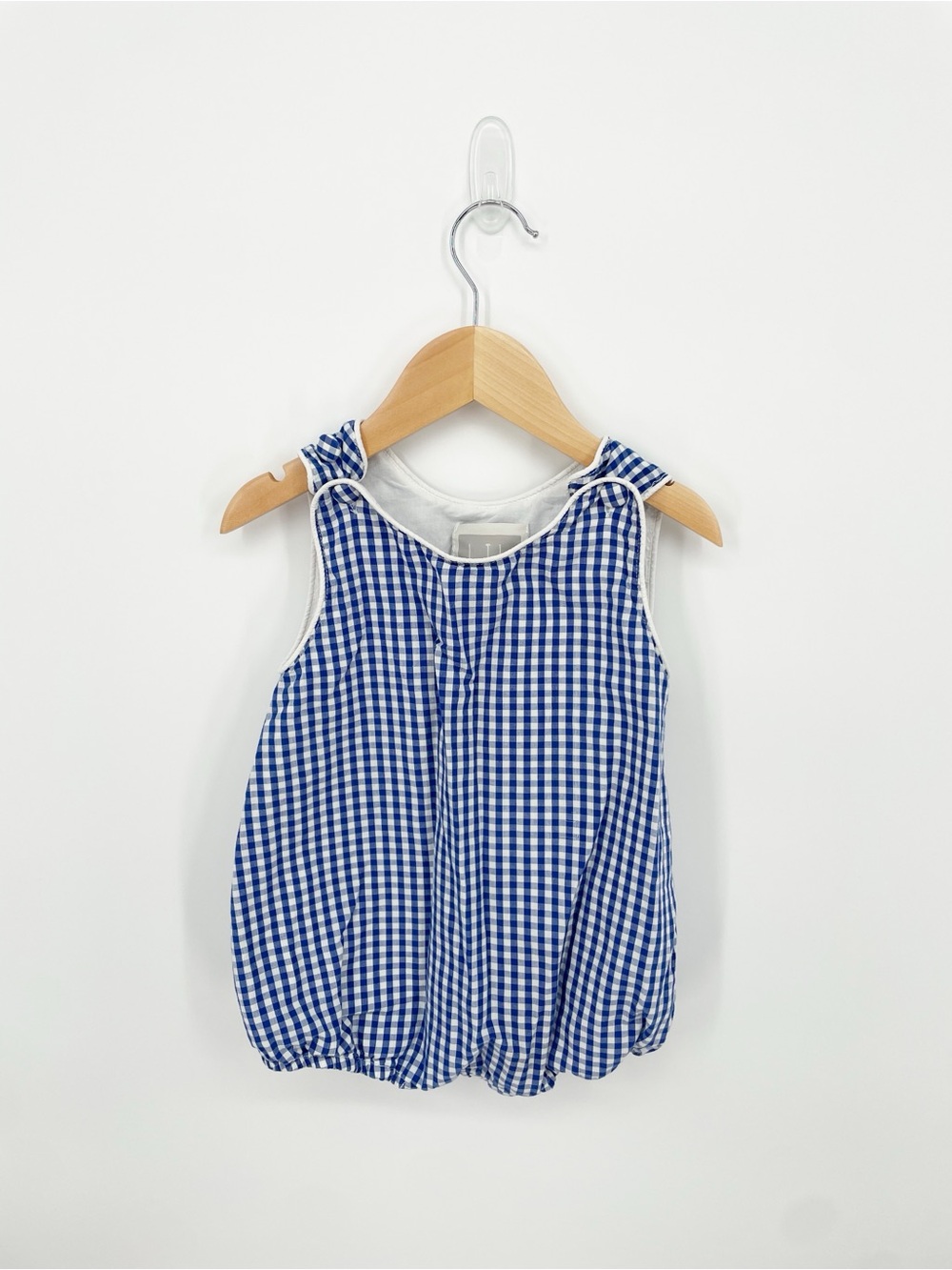 Lil Cactus Boys Blue Gingham Plaid Romper